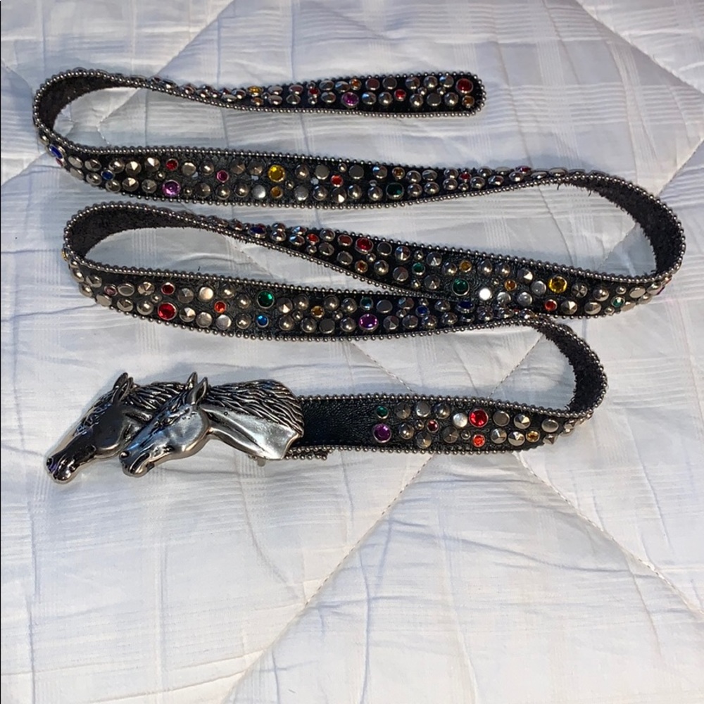Vintage Rhinestone Belt w/Horse Head Buckle